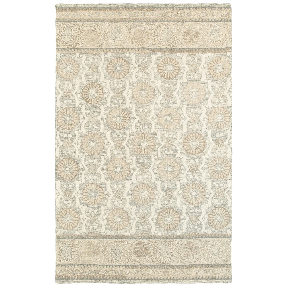 Style Haven Lalemant Blooming Ash/ Sand Handcrafted Wool Area Rug