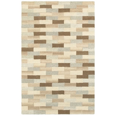 Vista Home Isabel Textured Blocks Handcrafted Wool Area Rug