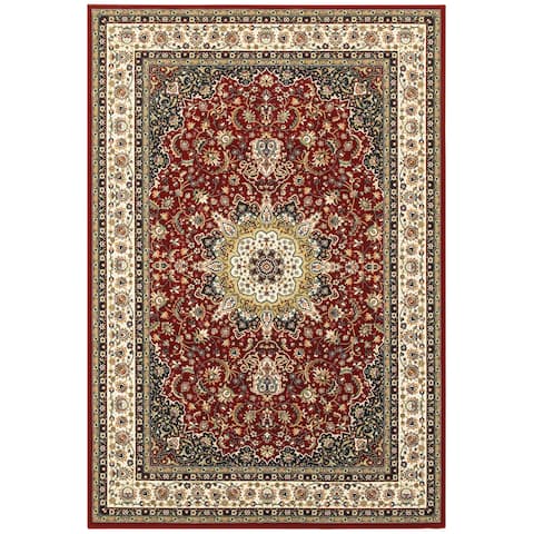 Gracewood Hollow Stora Red/Ivory Classic Medallion Area Rug