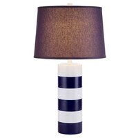 shop safavieh lighting 27 inch navy chevron stripe table lamp set