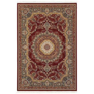 Style Haven Manchester Regal Center Medallion Fringe Area Rug