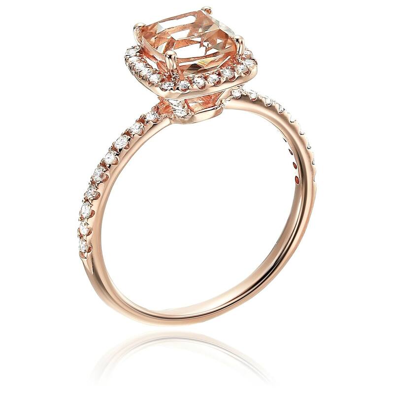 10k Rose Gold Morganite and 1/3ct TDW Diamond Cushion Engagement Ring (H-I, I1-I2)
