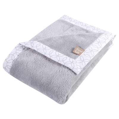 Trend Lab White and Grey Circles Framed Receiving Blanket