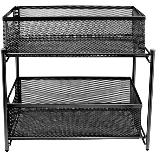 Sorbus 2 Tier Organizer Baskets with Mesh Sliding Drawers - White