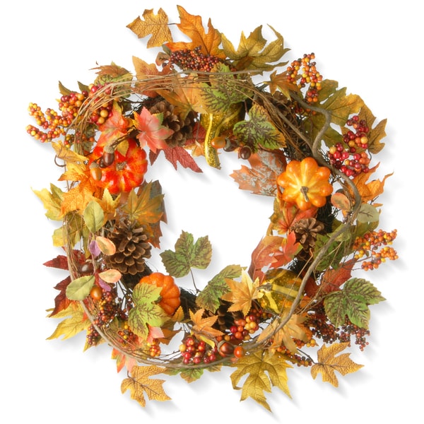 24-inch Decorated Maple Leaf Wreath