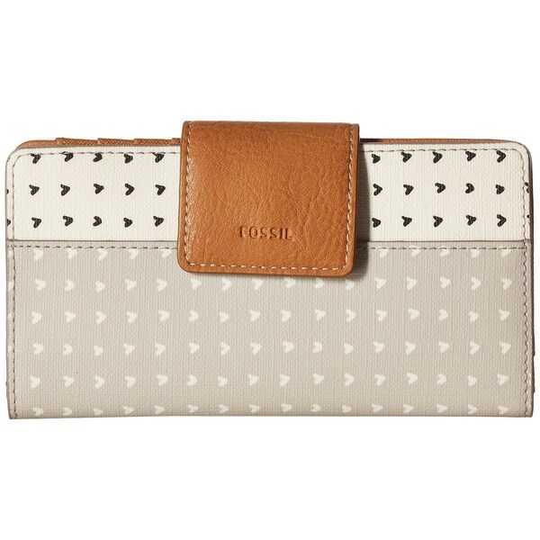Shop Fossil Emma RFID Tab Grey and White PVC Clutch Wallet - Free Shipping Today - Overstock ...