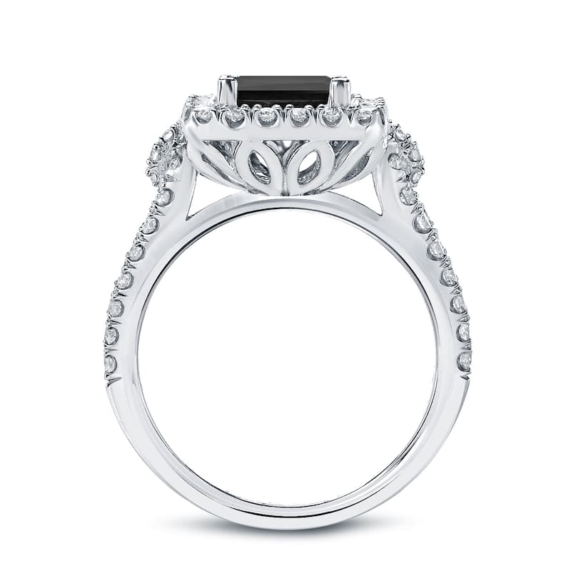 Auriya 14k Gold 1 3/4ctw Princess-cut Halo Black Diamond Engagement Ring
