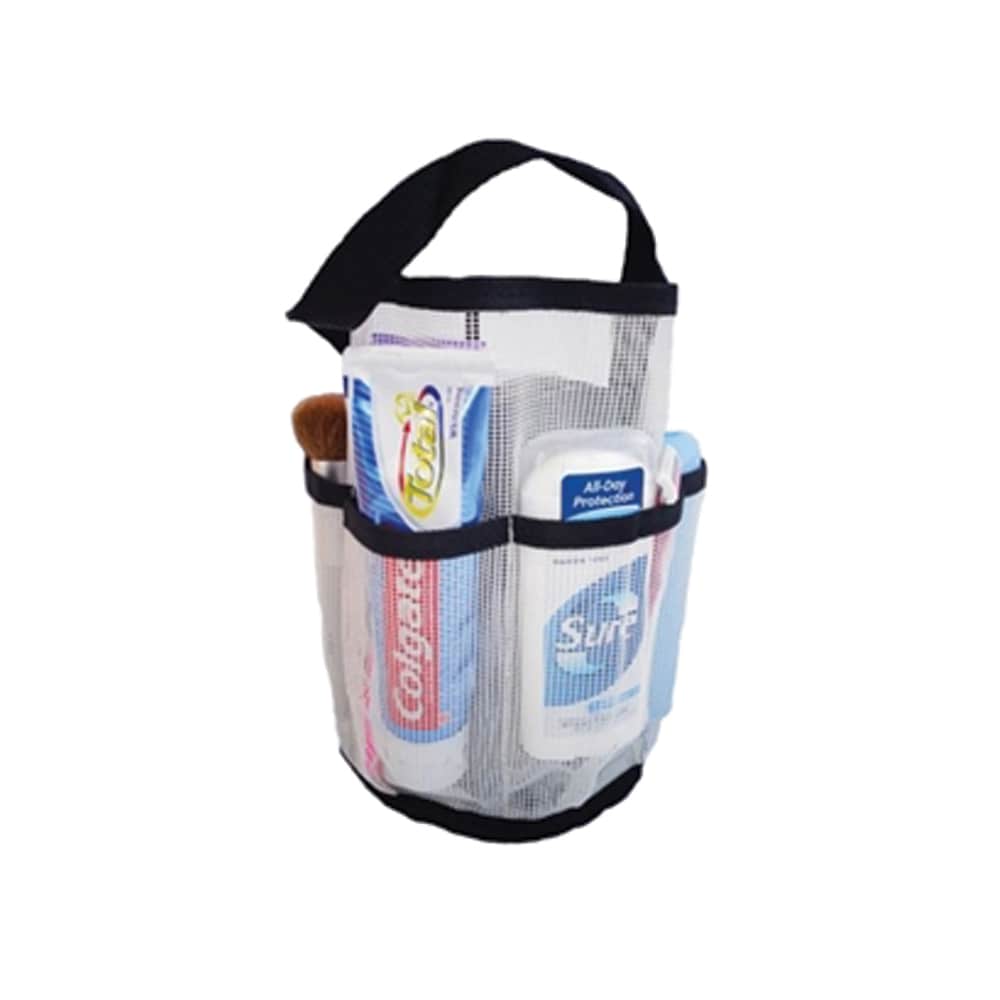 Strongest Shower Bag Black Canvas Mesh Shower Tote - 9" Tall x 6.5" Wide