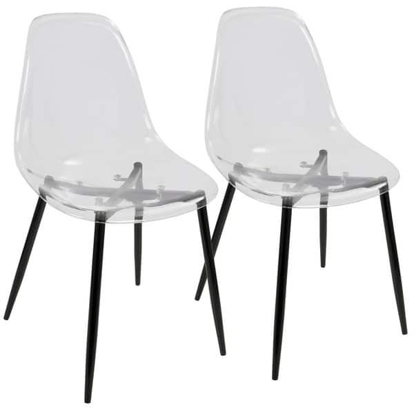slide 2 of 17, Carson Carrington Dusekarr Mid-century Modern Dining Chairs (Set of 2) Clear/Black