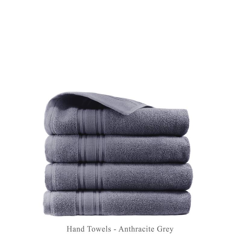 Luxury Hotel Cotton Turkish Towel Collection (Hand Towel Set) - Multiple Set Sizes available - anthracite grey - set of 4
