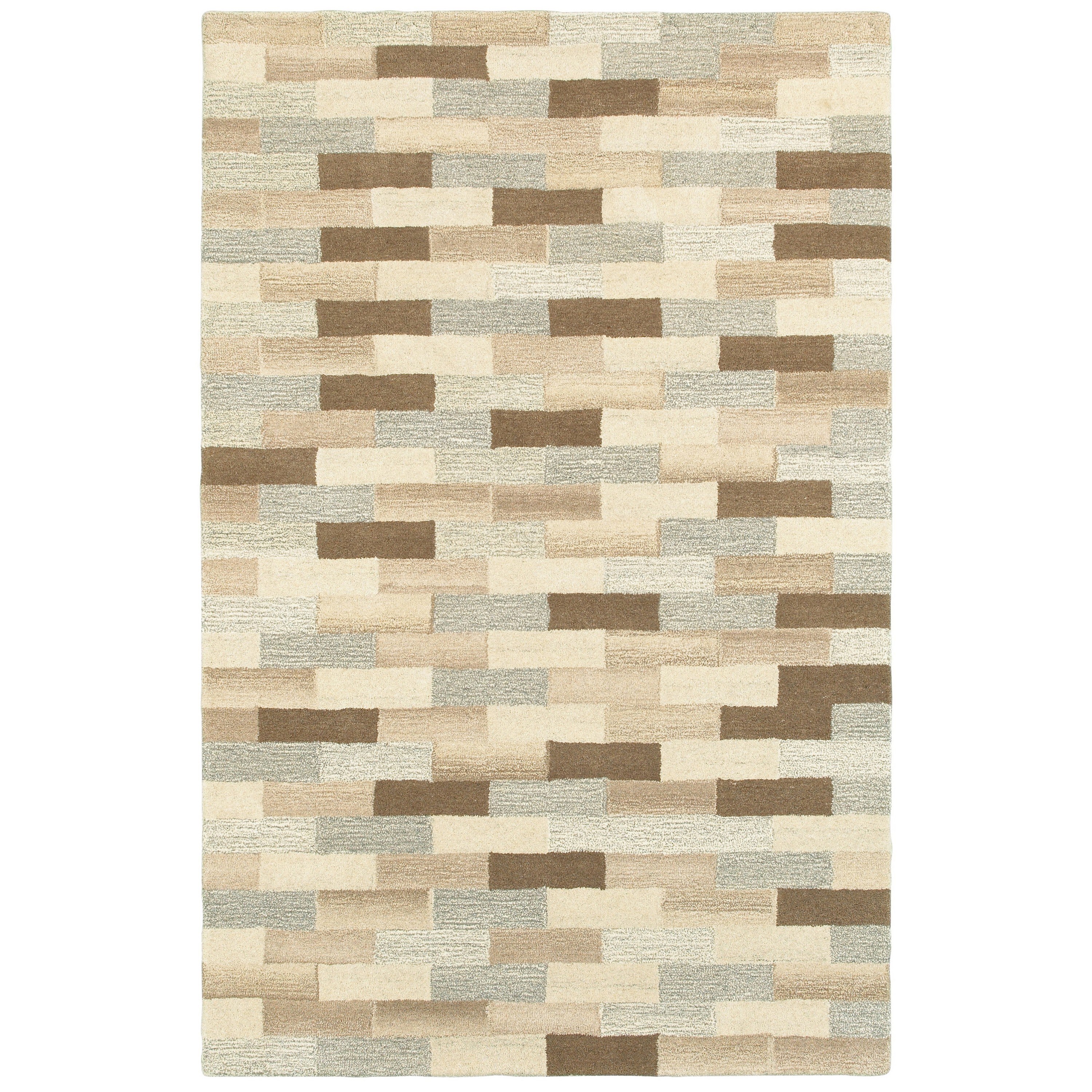 Isabel Textured Blocks Handcrafted Wool Area Rug 8 X 10 Blocks Handcrafted Wool Area Rug