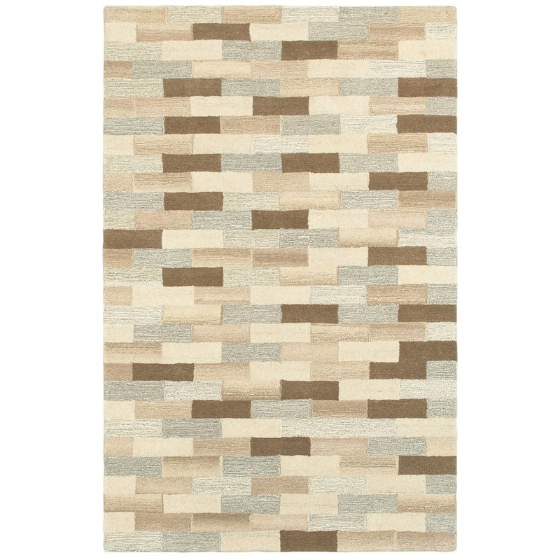 Vista Home Isabel Textured Blocks Handcrafted Wool Area Rug