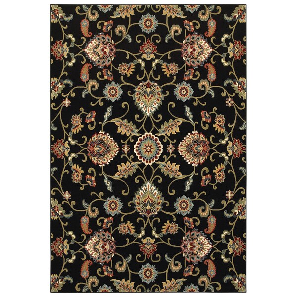 Gracewood Hollow Silko Oriental Black/Multi Area Rug - 3'10" x 5'5"