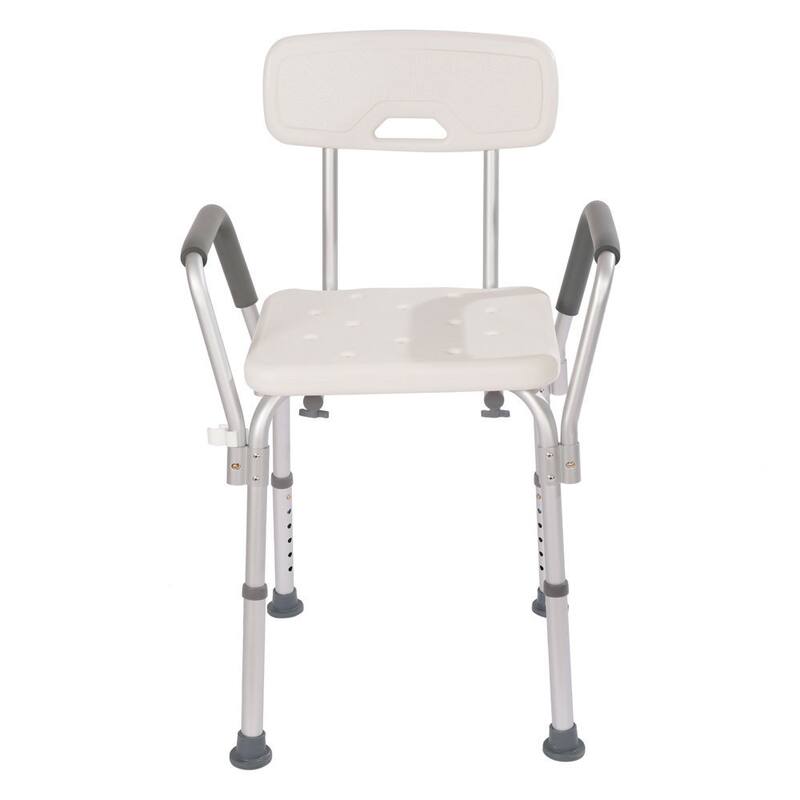 Ergonomic White Bath Seat with Back and Arms