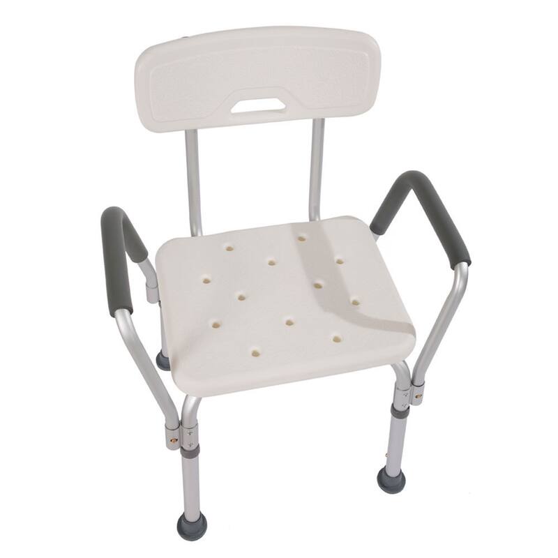 Ergonomic White Bath Seat with Back and Arms