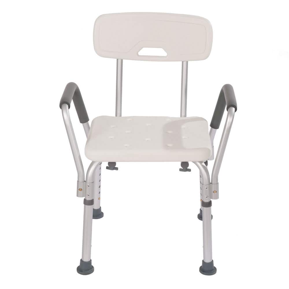 Ergonomic White Bath Seat with Back and Arms