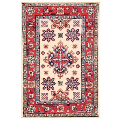 Handmade One-of-a-Kind Vegetable Dye Kazak Wool Rug (Afghanistan) - 2' x 3'
