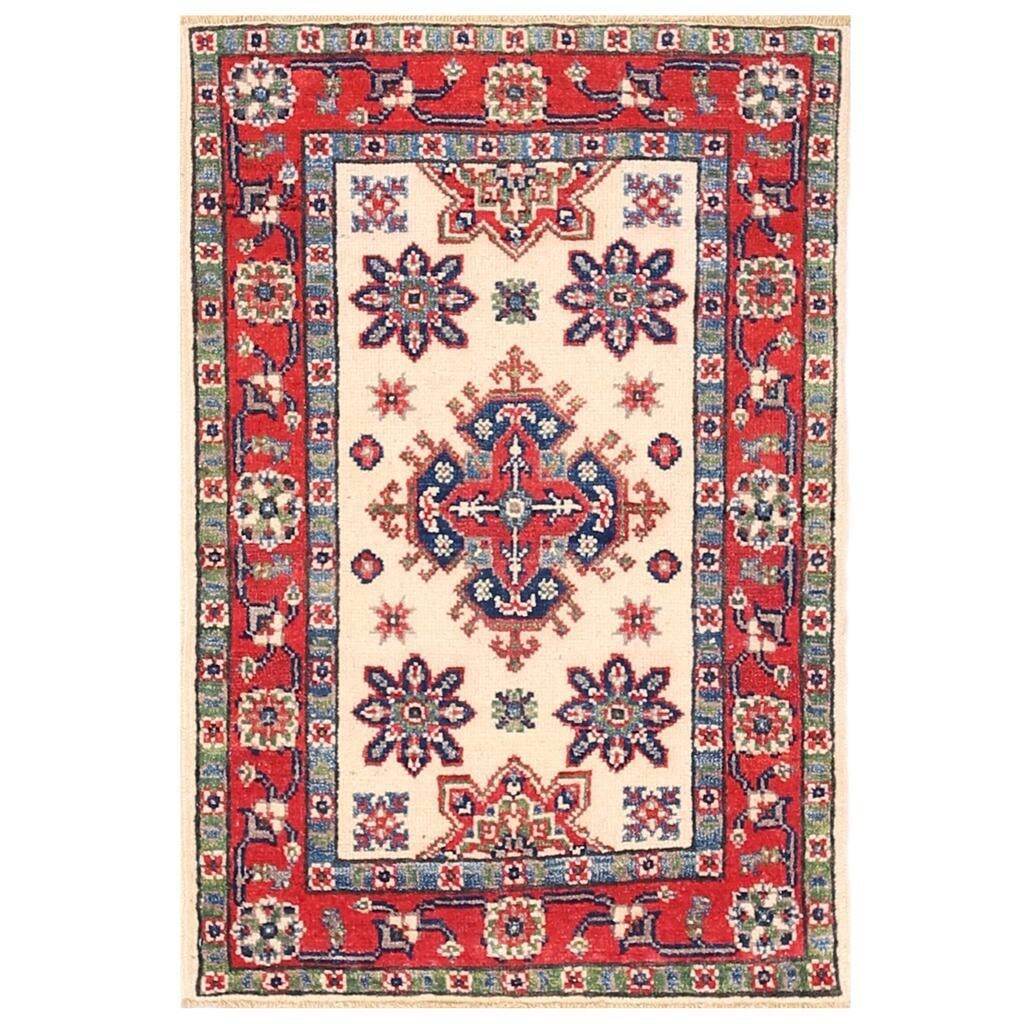 Handmade One-of-a-Kind Vegetable Dye Kazak Wool Rug (Afghanistan) - 2' x 3'