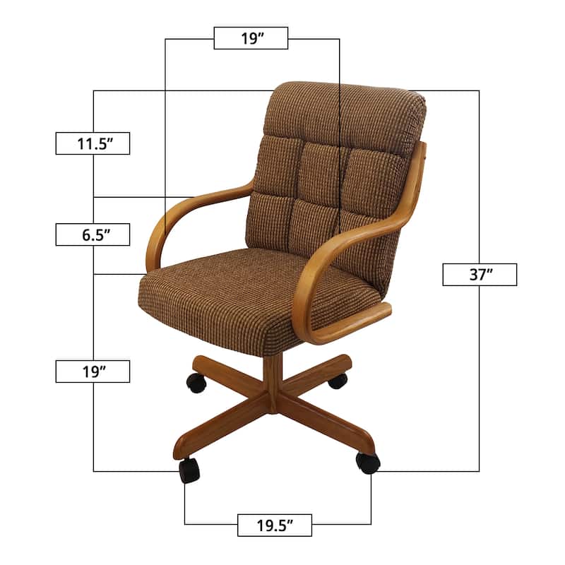 Caster Chair Company C118 Arlington Swivel Tilt Caster Arm Chair Caramel Tweed Fabric