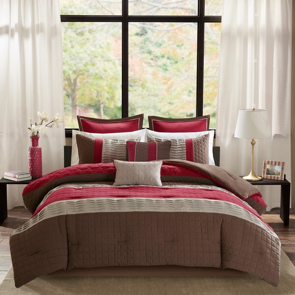 Madison Park Regina Red Quilted 8 Piece Comforter Set - Overstock ...