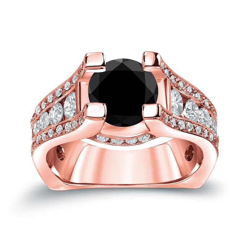 14k Gold Modern 3 1/4ct TDW Black Diamond Engagement Ring by Auriya