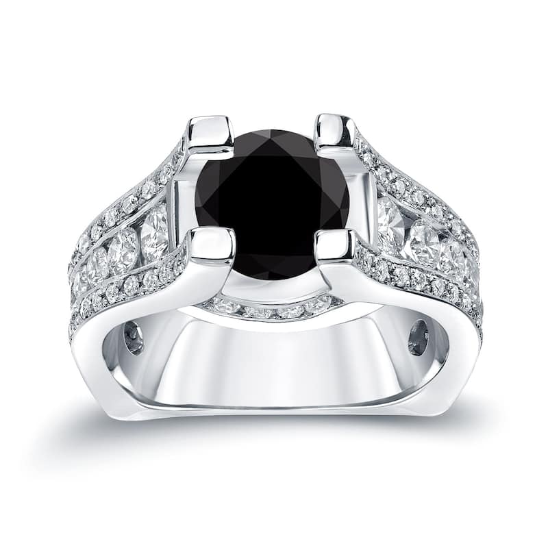 14k Gold Modern 3 1/4ct TDW Black Diamond Engagement Ring by Auriya