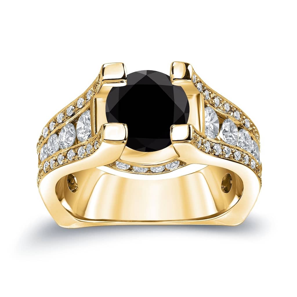 14k Gold Modern 3 1/4ct TDW Black Diamond Engagement Ring by Auriya