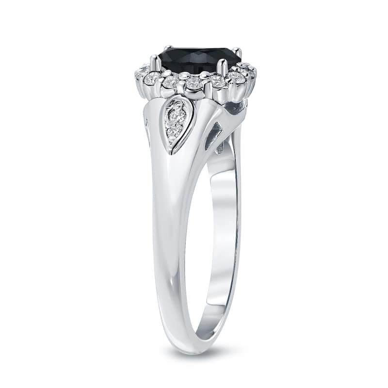 Auriya Round Black Diamond Halo Engagement Ring 1 1/4ct TDW 14k Gold