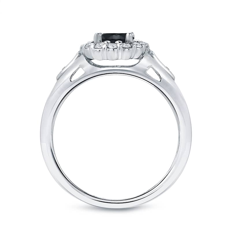 Auriya Round Black Diamond Halo Engagement Ring 1 1/4ct TDW 14k Gold