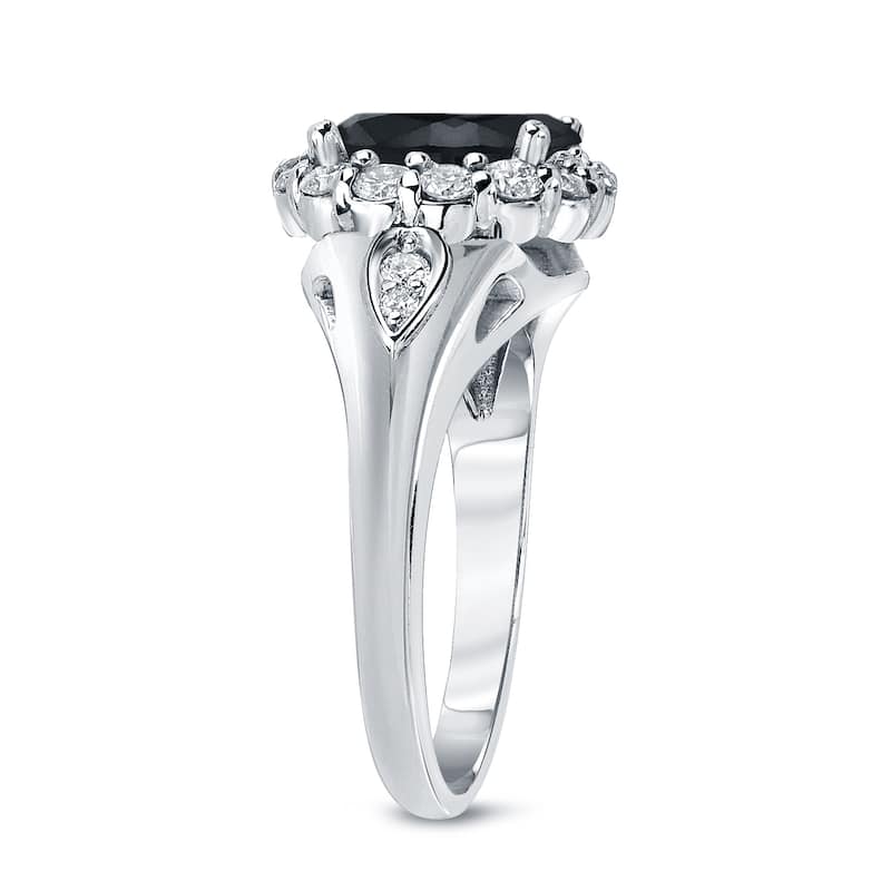 14k Gold Modern Round 3 1/3ct TDW Black Diamond Halo Engagement Ring by Auriya (H-I, SI1-SI2)