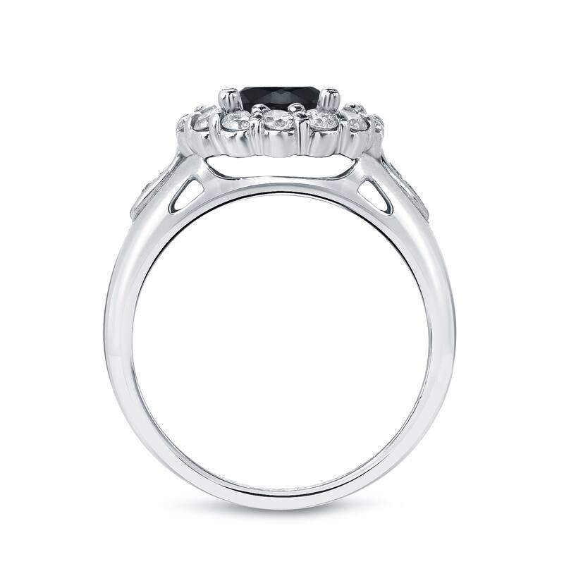 14k Gold Modern Round 3 1/3ct TDW Black Diamond Halo Engagement Ring by Auriya (H-I, SI1-SI2)
