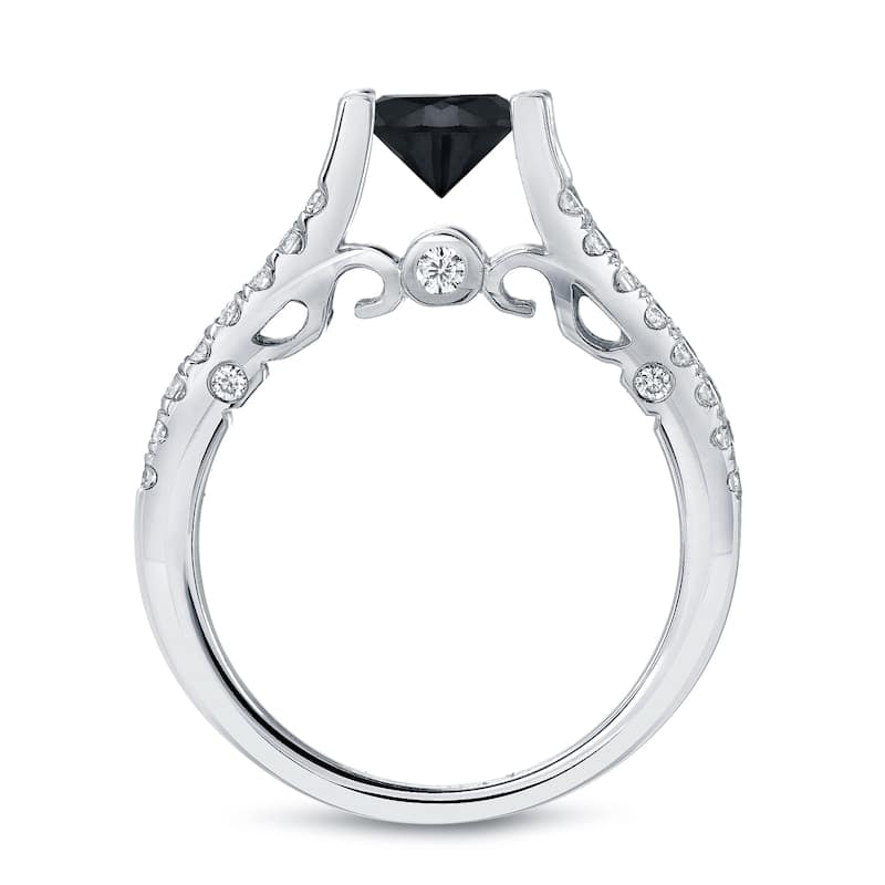14k Gold Modern 1 1/2ct TDW Black Diamond Engagement Ring by Auriya