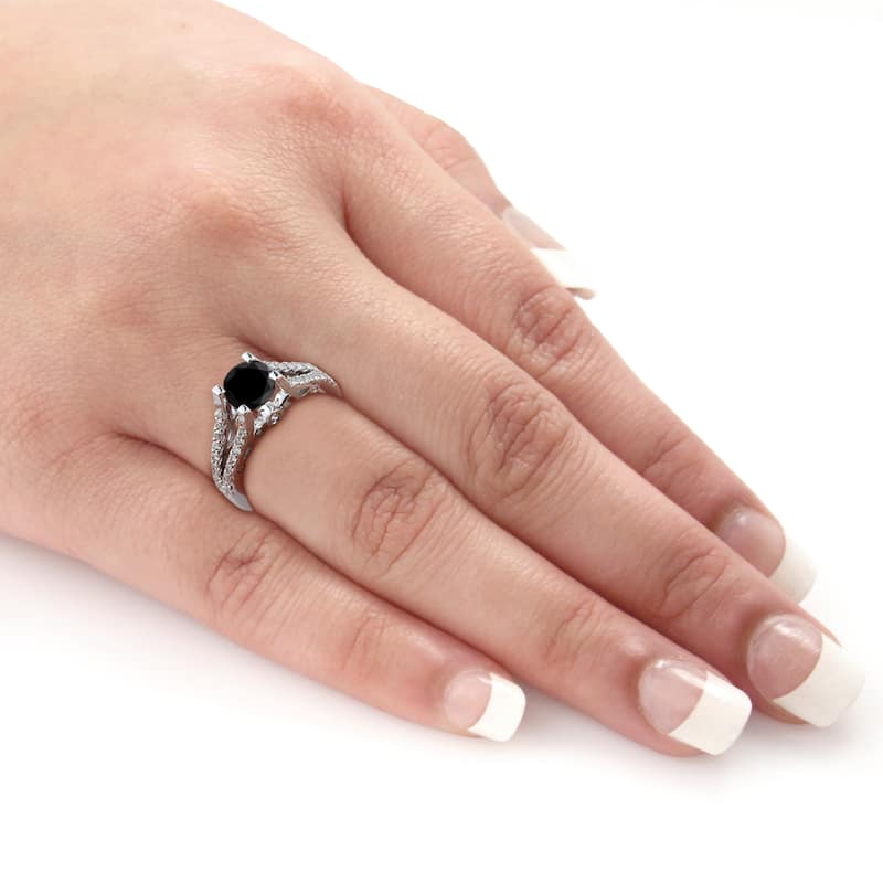 14k Gold Modern 1 1/2ct TDW Black Diamond Engagement Ring by Auriya