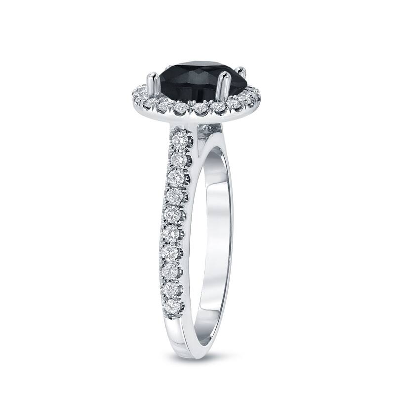 Auriya 14k Gold 2 2/5ctw Round Halo Black Diamond Engagement Ring