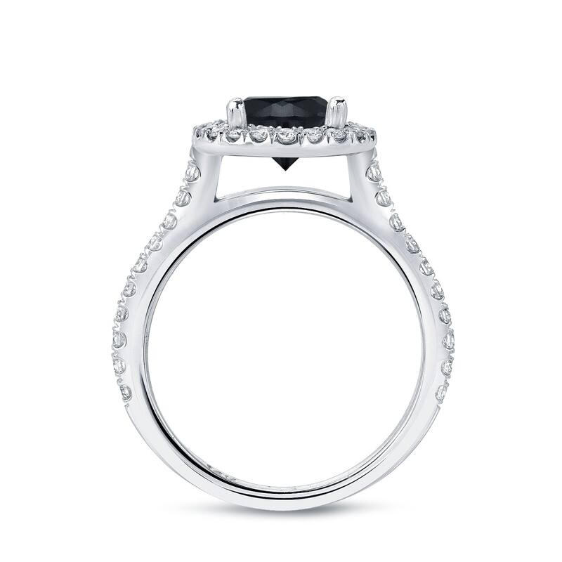 Auriya 14k Gold 2 2/5ctw Round Halo Black Diamond Engagement Ring