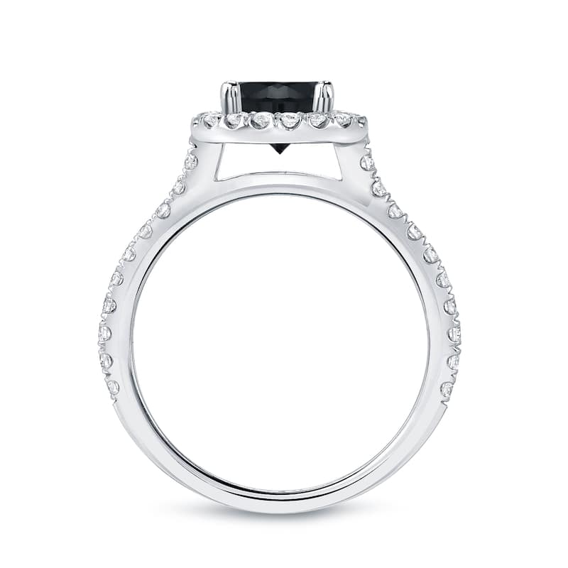 14k Gold Round 1 7/8ct TDW Black Diamond Halo Engagement Ring by Auriya (H-I, SI1-SI2)