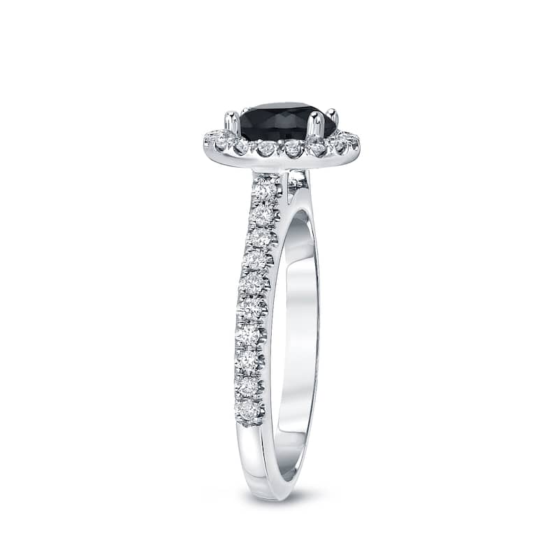 14k Gold Round 1 7/8ct TDW Black Diamond Halo Engagement Ring by Auriya (H-I, SI1-SI2)