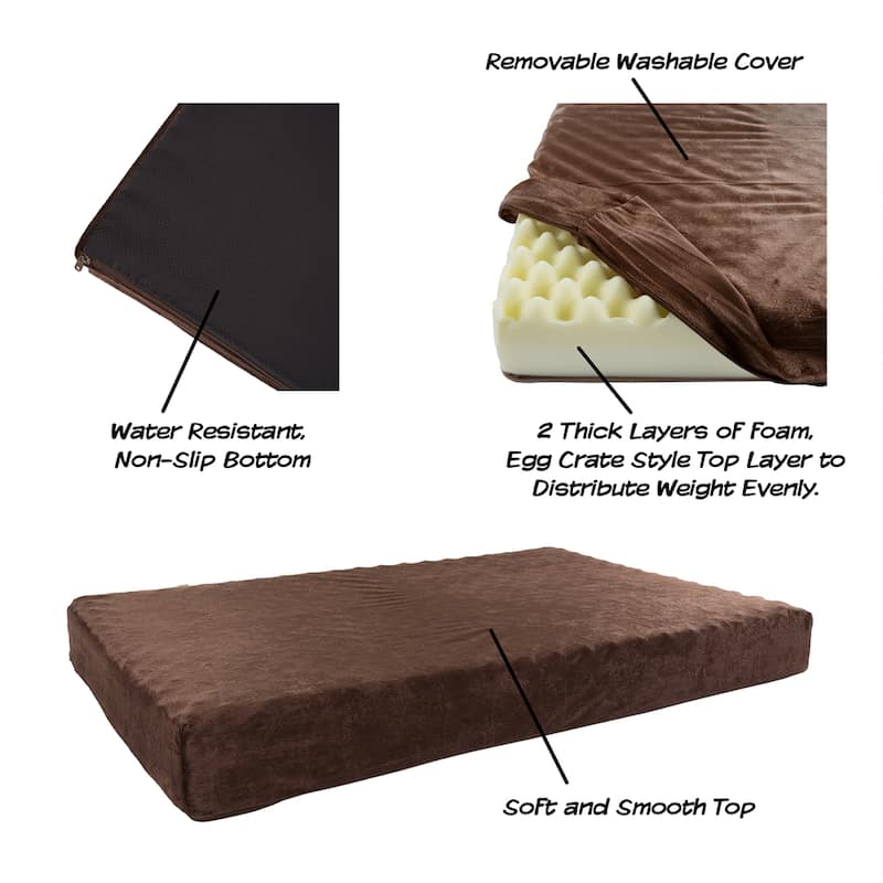Petmaker 2-Layer Orthopedic Memory Foam Dog Pet Bed with Machine Washable Cover