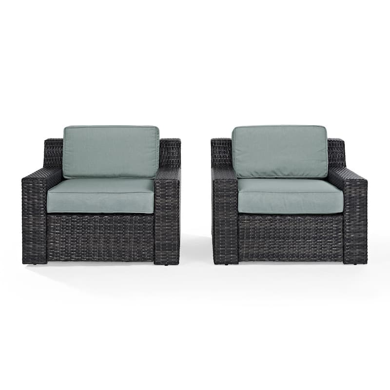 Beaufort Outdoor Wicker Seating Set with Mist Cushions (Set of 2) - 83 "W x 37 "D x	31.5 "H