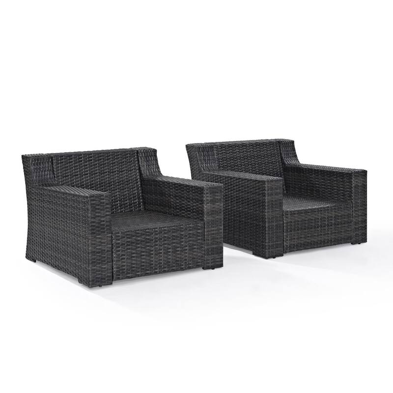 Beaufort Outdoor Wicker Seating Set with Mist Cushions (Set of 2) - 83 "W x 37 "D x	31.5 "H
