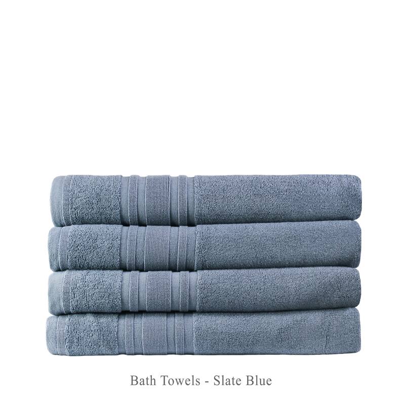 Luxury Hotel Cotton Turkish Towel Collection (Bath Towel Set) - Slate Blue - set of 4