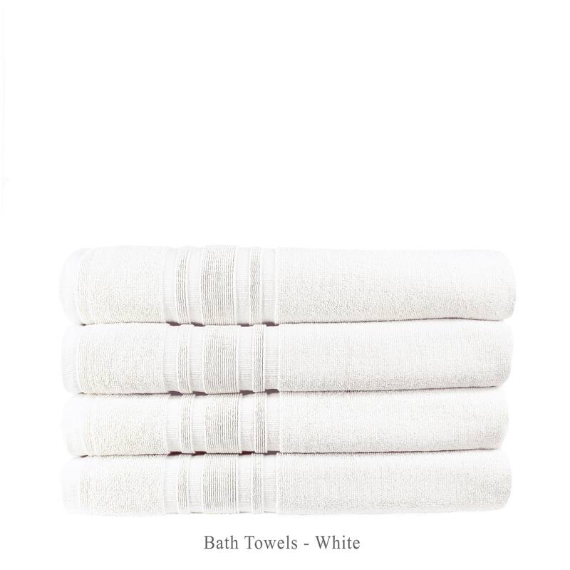 Luxury Hotel Cotton Turkish Towel Collection (Bath Towel Set) - White - set of 4