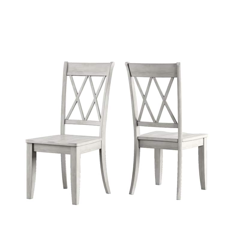 Eleanor Antique White Round Solid Wood Top 5-Piece Dining Set - X Back by iNSPIRE Q Classic