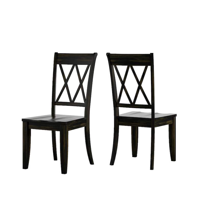 Eleanor Antique White Round Solid Wood Top 5-Piece Dining Set - X Back by iNSPIRE Q Classic