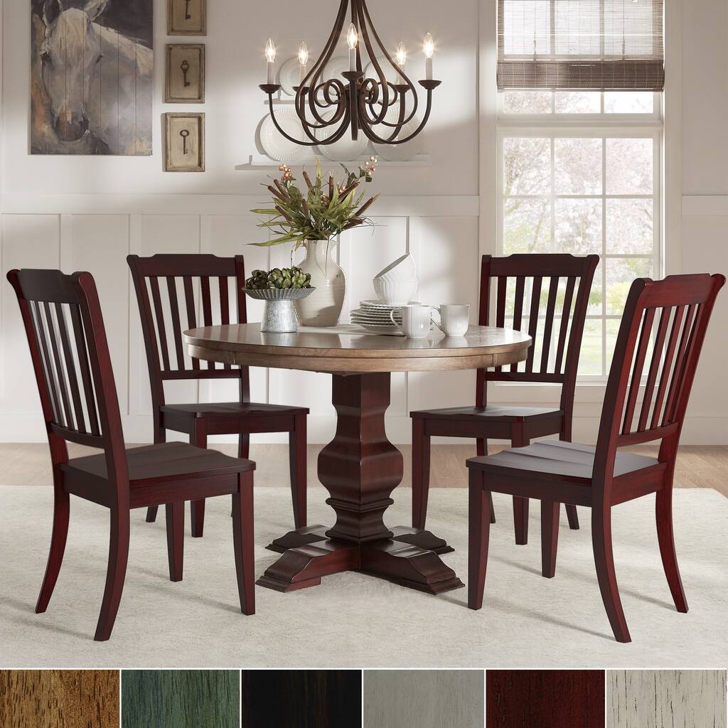Eleanor Red Round Solid Wood Top 5-Piece Dining Set - Slat Back by iNSPIRE Q Classic