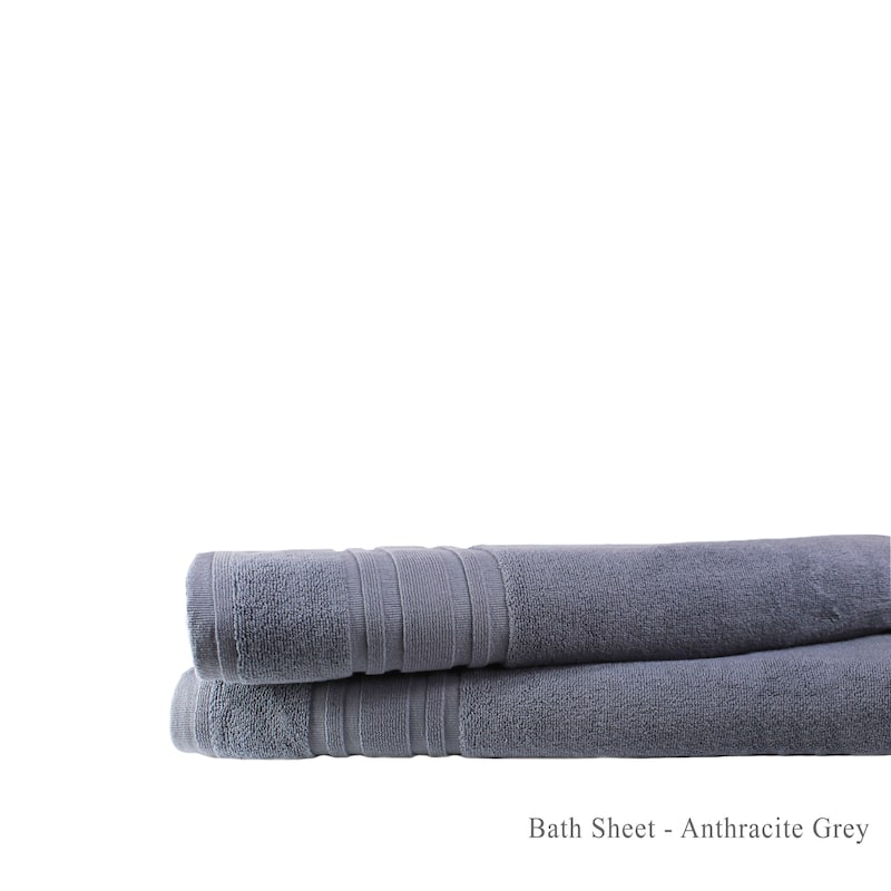 Luxury Hotel Cotton Turkish Towel Collection (Bath Sheet Set) - Anthracite Grey - Set of 2