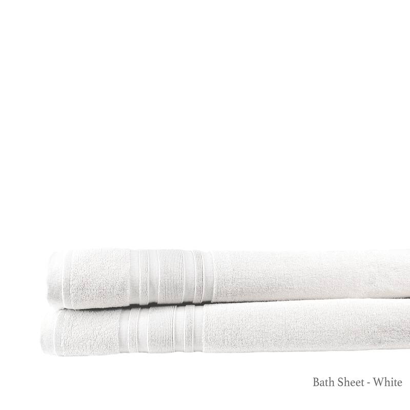 Luxury Hotel Cotton Turkish Towel Collection (Bath Sheet Set) - White - Set of 2