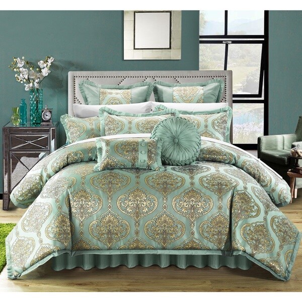Chic Home 13-piece Giovani Blue Jacquard Comforter Set