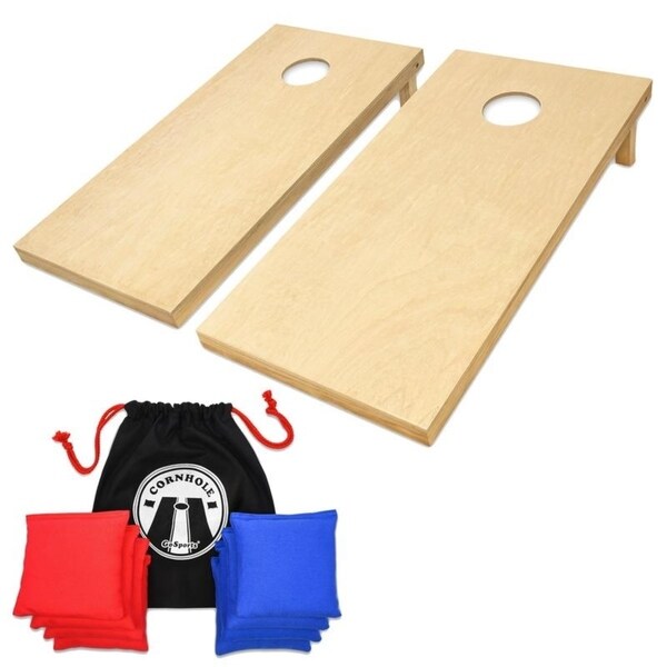 GoSports Regulation Size Natural Finish Wooden CornHole Set
