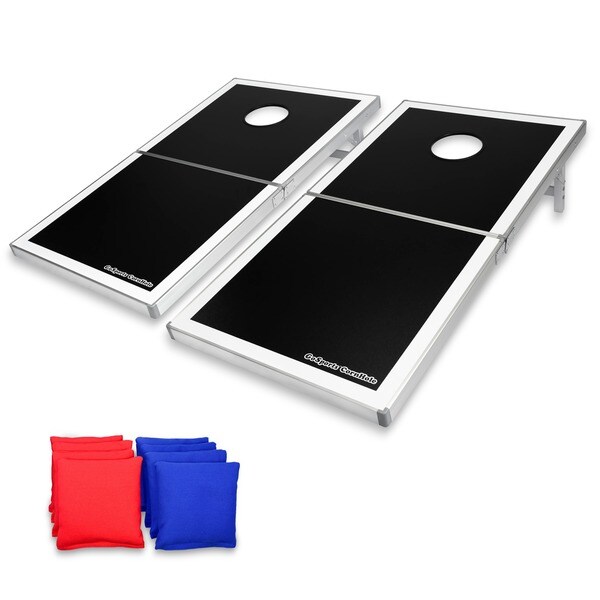 GoSports Black Cornhole PRO Regulation Size Bean Bag Toss Game Set